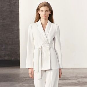 ZARA WOMAN BELTED TUXEDO JACKET